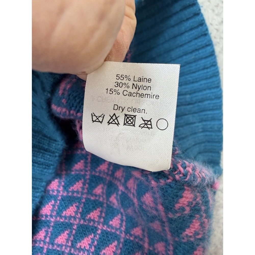 J.CREW Sweater Womens Small Pink Cashmere Geometric Crewneck Knit Pullover - Picture 11 of 13